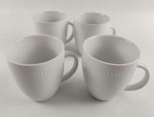 (4) Threshold Mugs Coffee Porcelain White Beaded Pearl 15 Oz Tea Cup Lot Set picture