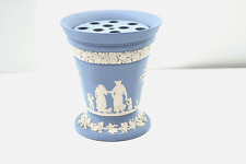 Wedgwood Pale Blue Jasperware Arcadia Flower Vase With Frog Insert, With Box picture