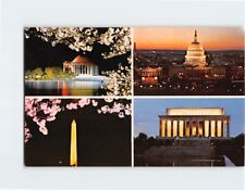 Postcard Famous Landmarks at Night Washington DC USA picture