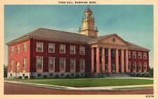 Postcard MA Wareham Massachusetts Town Hall Linen Vintage PC b267 picture
