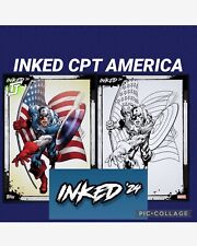 Topps Marvel Collect CAPTAIN AMERICA INKED  1 color 1 b&w picture