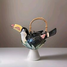 Vtg Fitz & Floyd Art Deco MCM Toucan Bird Teapot Lidded 12