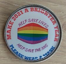 PLEASE WEAR A FACE MASK, SAVE LIVE SAVE THE NHS PIN BADGE picture