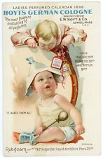 1896 Trade Card HOYT'S GERMAN COLOGNE Boy Babies CH Humphrey Mooers, NY picture