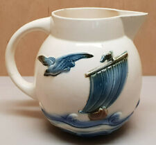 Antique pitcher pitcher slip Digoin sarreguemines marine sailboat seabird picture