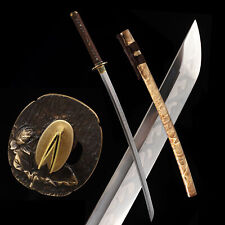 Polished Japanese Samurai Katana Clay Tempered L6 Steel Blade Full Tang Sword picture
