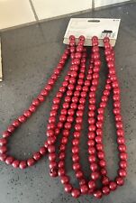 New Vintage Red Wood Beads Beaded Bead Garland 9 Feet Christmas picture