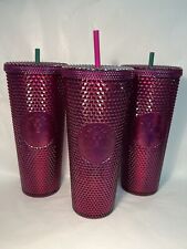 Lot of 3 NEW Starbucks 2022 Bling Berry Studded Tumbler Venti 24oz Tag picture