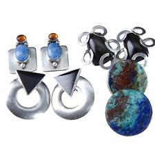 4 Pairs Navajo Sterling and Mexican Silver vintage earrings picture