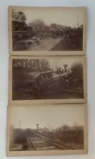 (3) mounted photos Gettysburg Pennsylvania steam engine Train Crash Antique RARE picture