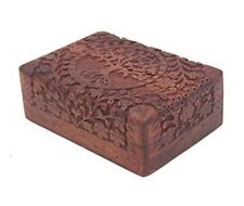 DharmaObjects Hand Carved Tree of Life Wooden Box Keepsake 8 X 5 Inches Natural picture