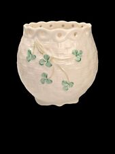 Vintage Belleek Homecoming Lamp~Votive Bowl~Vase~Basket Weave & Shamrock~Ireland picture