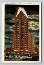 Syracuse NY-New York, Night View of State Tower Buildings Vintage Postcard picture