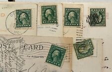 11 Vintage Post Cards 1913-1951 - Green 1 Cent George Washington Stamps picture