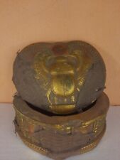 RARE ANTIQUE ANCIENT EGYPTIAN Jewelry Box Scarab Winged Heavy Stone 1822 Bc picture