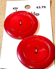 2 Large Red Buttons on La Petite Card 1 3/8