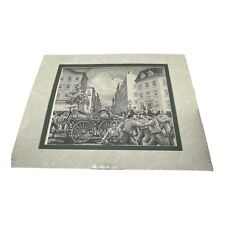 Firefighting Apparatus Print of Etching Unframed Matted- Lafayette Philadelphia picture
