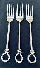 Set of 3 Hanford Forge Stainless Dinner Forks 18/10 HAFHAF9 Twisted Loop Handle picture