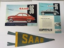 Lot Vintage Saab Pennant and 1961 Saab Brochures RARE HTF picture