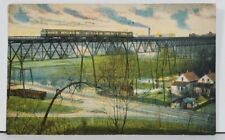 Milwaukee Wis Street Car Bridge Interurban Line c1914 Postcard D12 picture