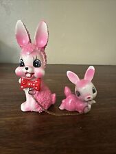 Vintage 1950s Anthropomorphic Pink Sugar Glaze Bunny Rabbit Girl- Flawed picture