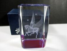 3D Laser Etched Crystal Glass Pegasus Purple Bottom Base 3