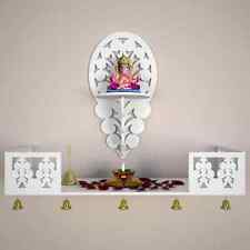 Beautiful Wall Hanging Wooden Temple/ Pooja Mandir Design with Shelf, White Colo picture