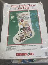 Dimensions Crewel Stitchery Christmas Stocking Kit Three Little Kittens Vintage picture