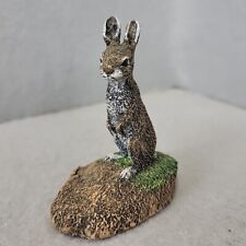Vintage Cold cast bronze Hare rabbit Figurine Signed 1980 picture