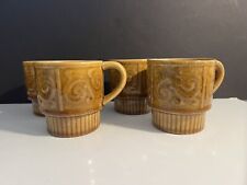 Vintage Made In Japan Mugs Scroll Design Gold Amber Color picture