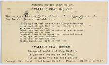 1947 VALLEJO BOAT HARBOR OPENING ADVERTISING ANNOUNCEMENT POSTCARD CALIFORNIA picture