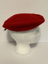 Vtg Official Boy Scouts of America Headwear Red Beret Hat Med Pure Wool 6 7/8-7 picture