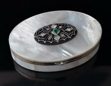 Art Deco Diamond and Emerald snuff box, 18ct gold, Mother of pearl picture