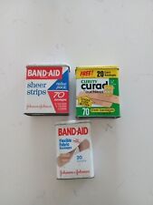 Vintage Band Aid Tins Box Container Lot Tin Sheer Strips + Curad Johnson 1980s  picture