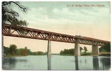 Paris Ontario Canada GTR Bridge Railraod Train River Vintage Postcard picture