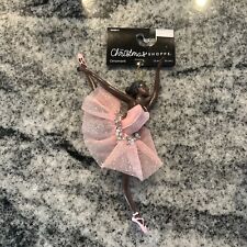 Christmas Shoppe Ornament Black Ballerina Pink Tutu 7.5