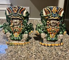 Vintage Mexican Pottery Oaxaca Dripware Pair Vases picture