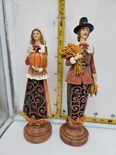 Pilgrim Couple Figurines 12” Thanksgiving Decor Fall picture