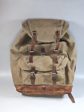 Vintage Swiss Army Military Backpack Rucksack Salt and Pepper Canvas & Leather picture