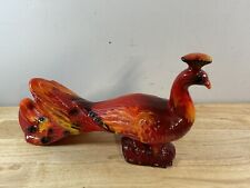 Maurice of California Pottery Large 16” Peacock Figurine Flame Yellow Red Orange picture