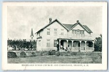 Brandt South Dakota SD Postcard Highland Synod Church Parsonage c1910's Vintage picture