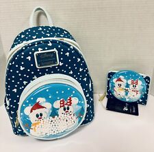 Disney Loungefly Mickey & Minnie Snowglobe Mini Backpack & Wallet picture