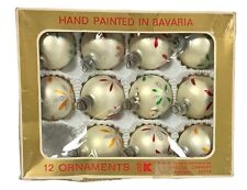 Vintage West Germany Mercury Glass Ornament Painted Bavaria 1.5” With Box Of 11 picture