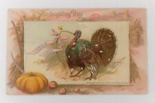 Thanksgiving Post Card Raphael Tuck & Sons Embossed Turkey Wishbone Unused picture