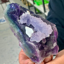 1.52LB Rare Transparent purple Cube Fluorite Mineral Crystal Specimen/China picture