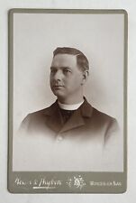 Antique Victorian Cabinet Card Photo Handsome Man Worcester, Massachusetts picture