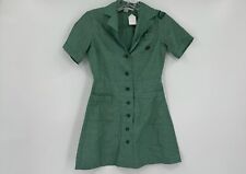 Girl Scouts USA Vintage 60's Girls Green Button Up Mini Dress w/Pin Sz 7 picture