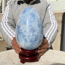 9.0lb Large Blue Celestite Gemstone Crystal Egg Sphere Quartz Specimen Heals picture