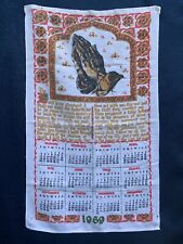 Vintage 1969 Lord is My Shepherd Calendar Linen Tea Towel Wall Hanging Cloth picture