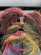 Vtg Handcrafted Woven Wicker Rattan Straw Face Mask Tribal Folk Art Colorful picture